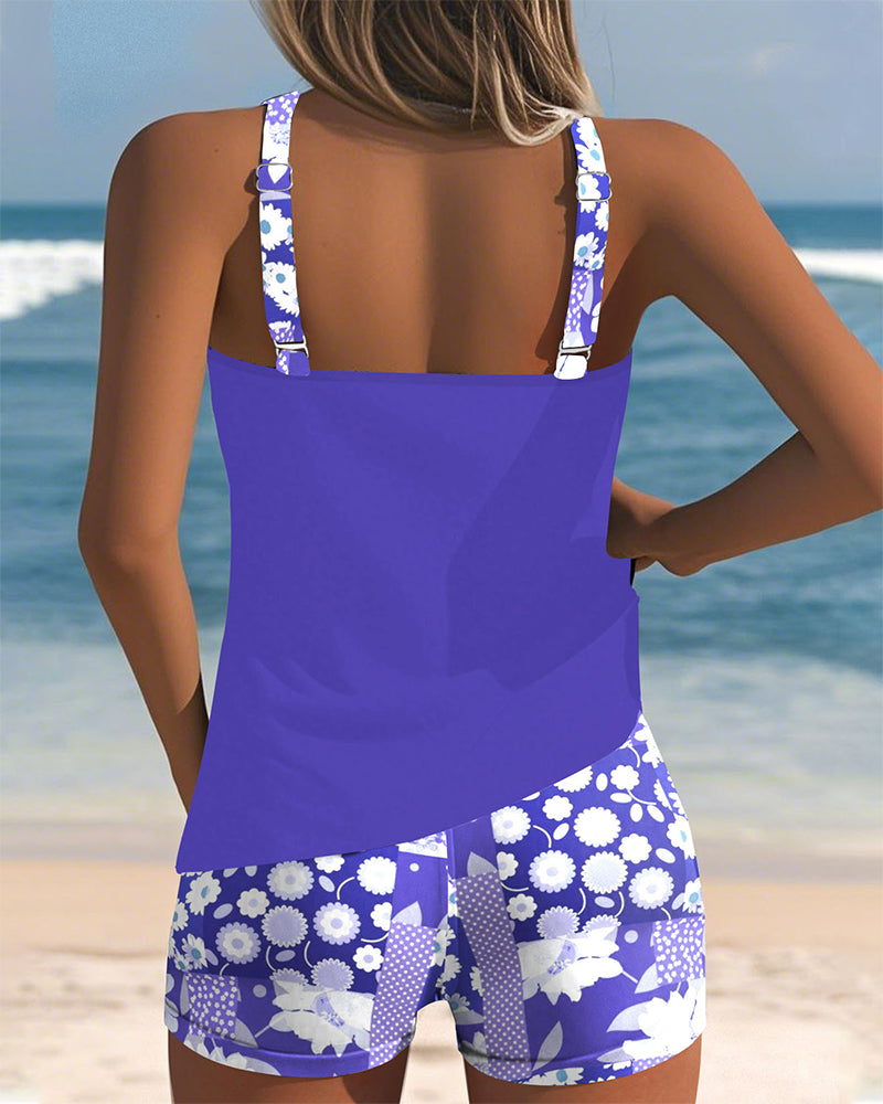 LENA | SWIMSUIT TANK TOP WITH PRINTED BOXER SET