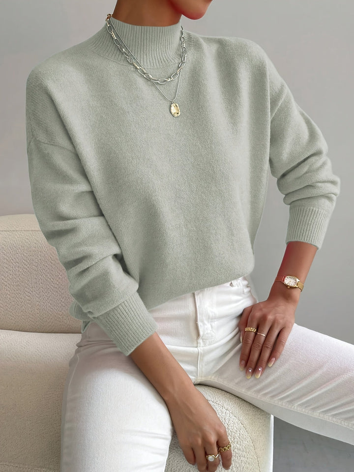 Women's High Collar Sweater – Relaxed Winter Knit Pullover