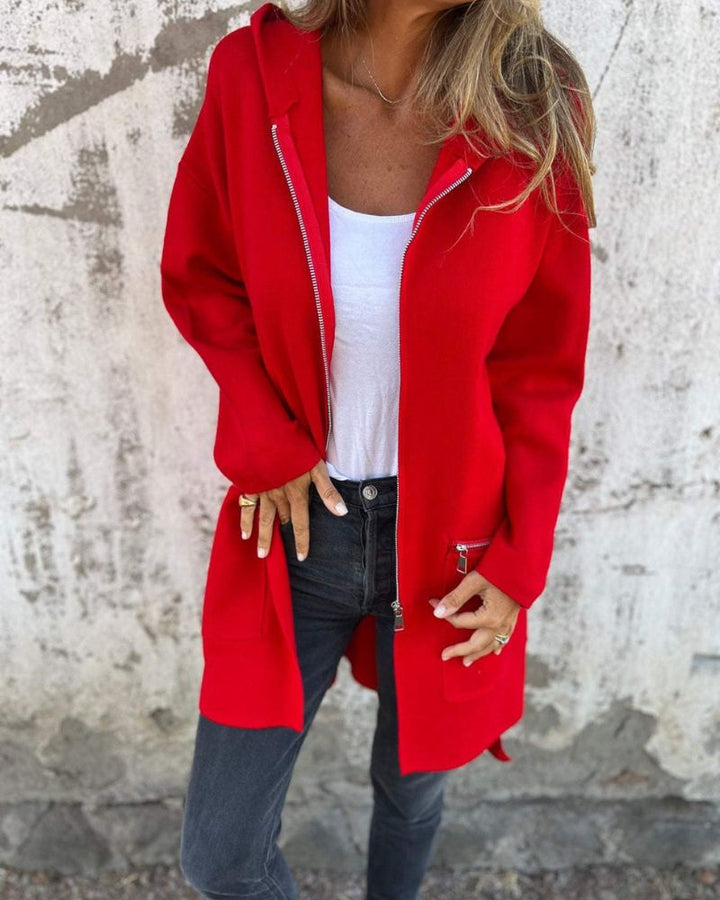 Women's Zip Up Hooded Cardigan Long Sleeve Pocket Casual Coat