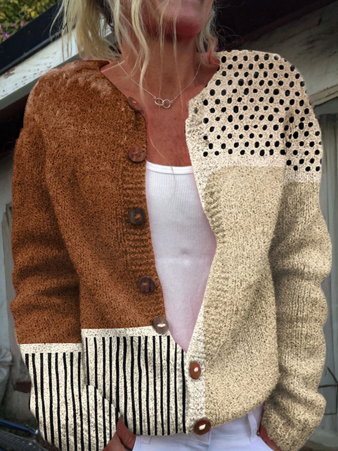 Amaya | Button-Down Polka Dot Cardigan Sweater for Women