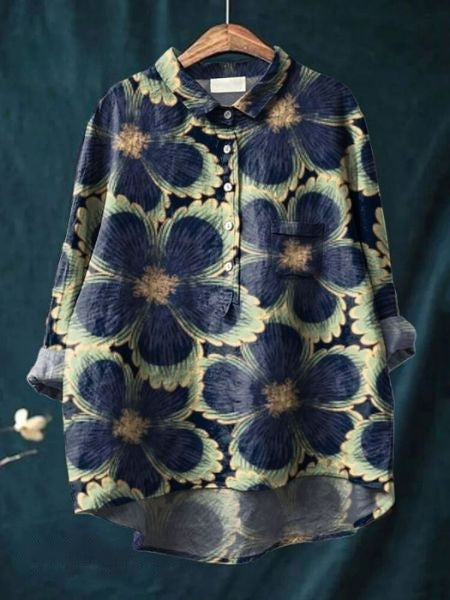 Caroline | Floral Oversized Collar Blouse for Women