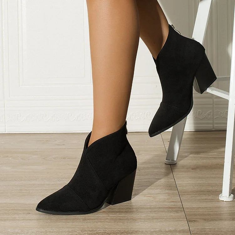 Women's Ankle Boots Block Heel Style Casual Footwear