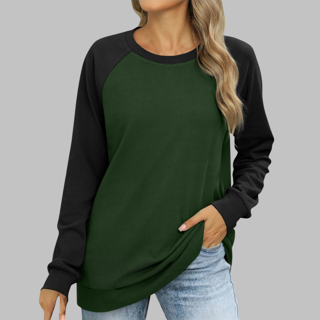 Women's Colorblock Crewneck Sweatshirt Long Sleeve Raglan Casual Pullover Top