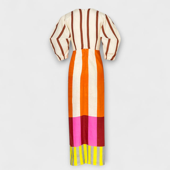 Kaya - Maxi Dress with Front Cutout and Puff Sleeves