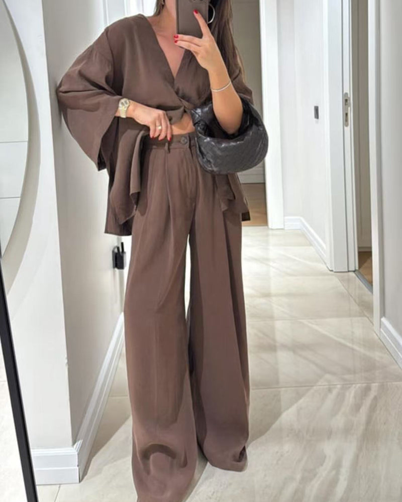 Sienna V-Neck Top & Pants Set