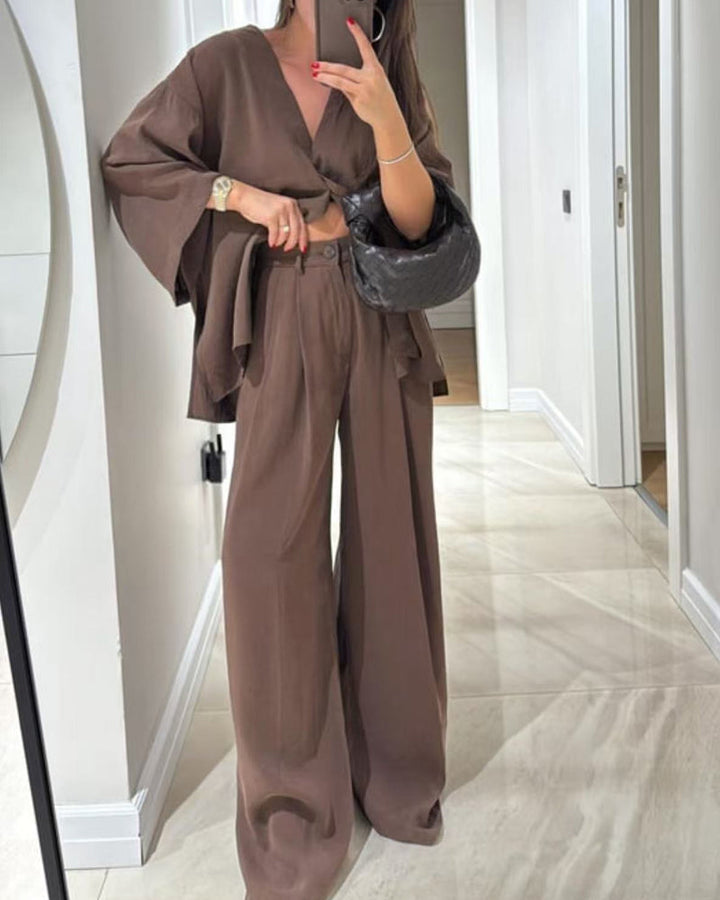 Sienna V-Neck Top & Pants Set