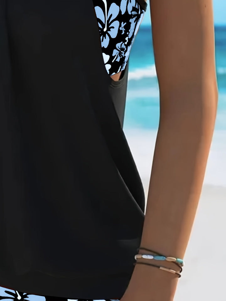 CHLOE | BLUE FLORAL TANKINI SET