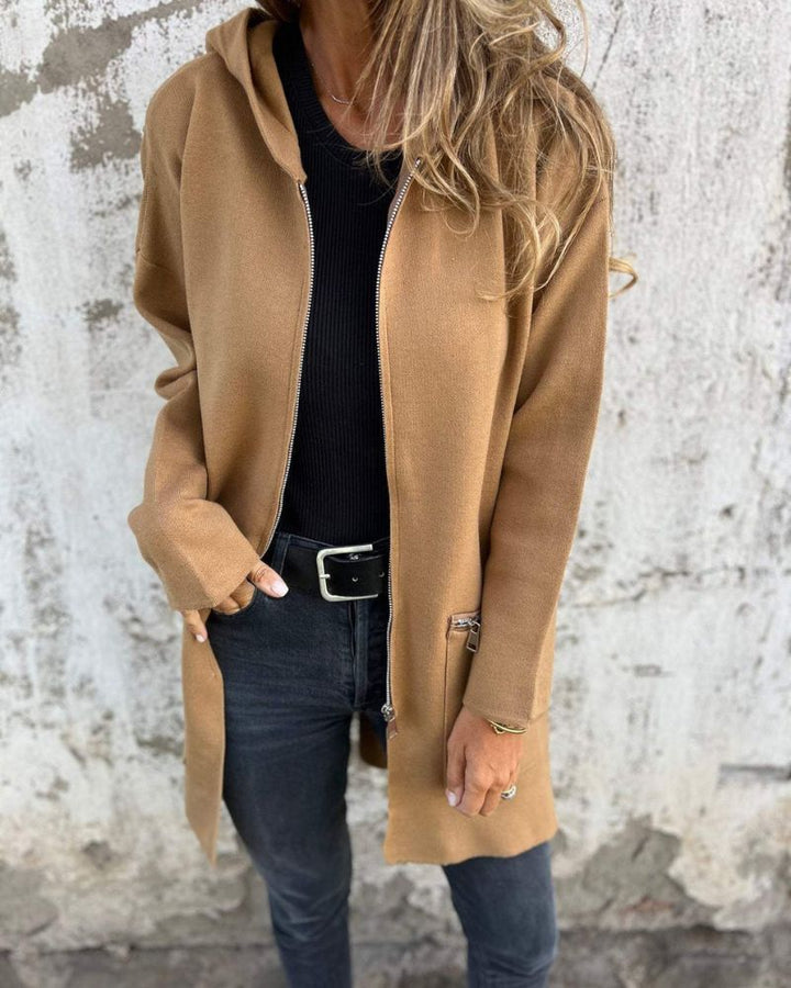 Women's Zip Up Hooded Cardigan Long Sleeve Pocket Casual Coat