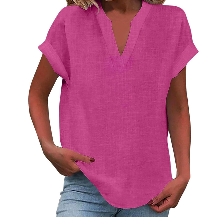 Glenda | Blouse with V-Neck and Short Sleeves for Women