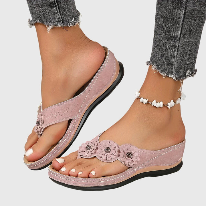 Silke | Flower Embellished Thong Sandals for Women