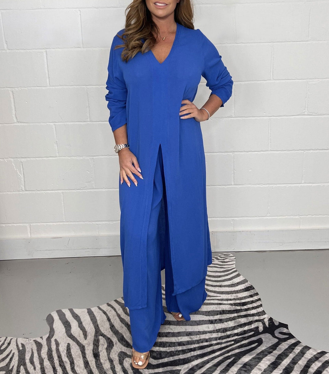 Sofia Casual Long Top and Matching Pants Set