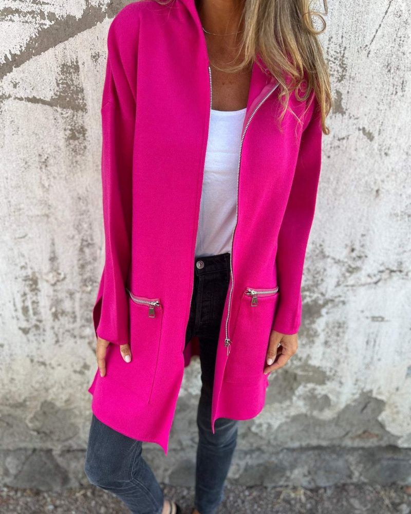 Women's Zip Up Hooded Cardigan Long Sleeve Pocket Casual Coat