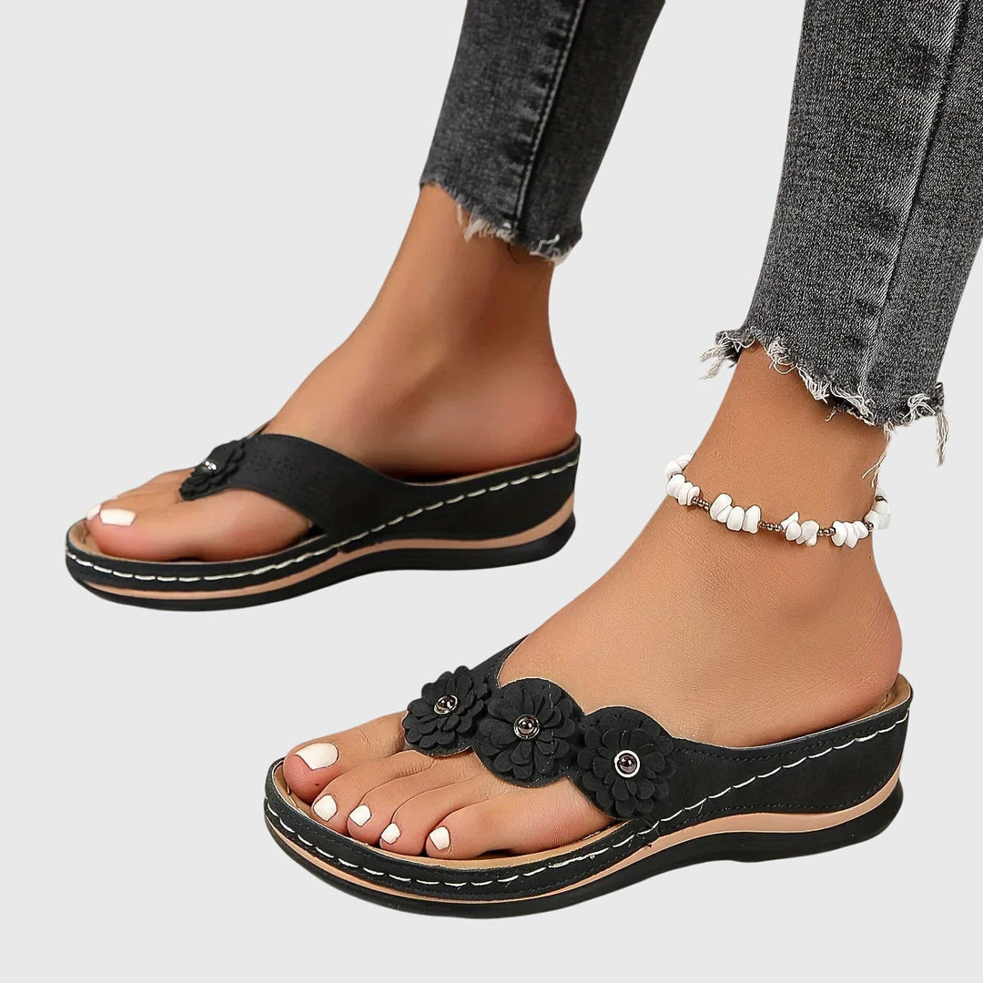 Silke | Flower Embellished Thong Sandals for Women