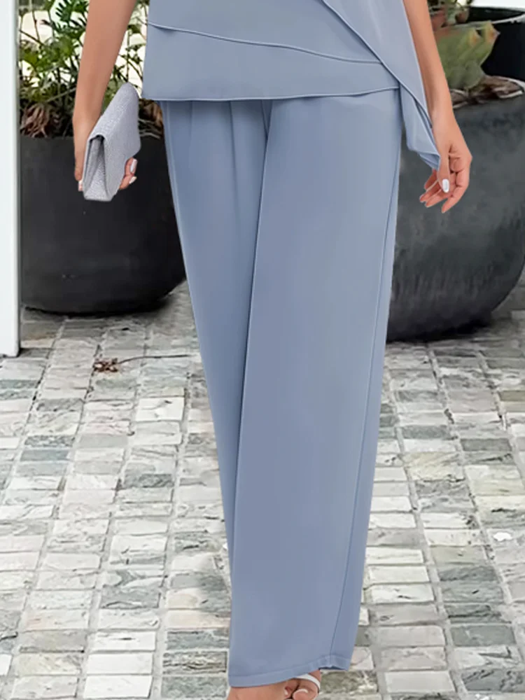 Arabel | Cropped Pant Set with Ruffled Short Sleeves for Women