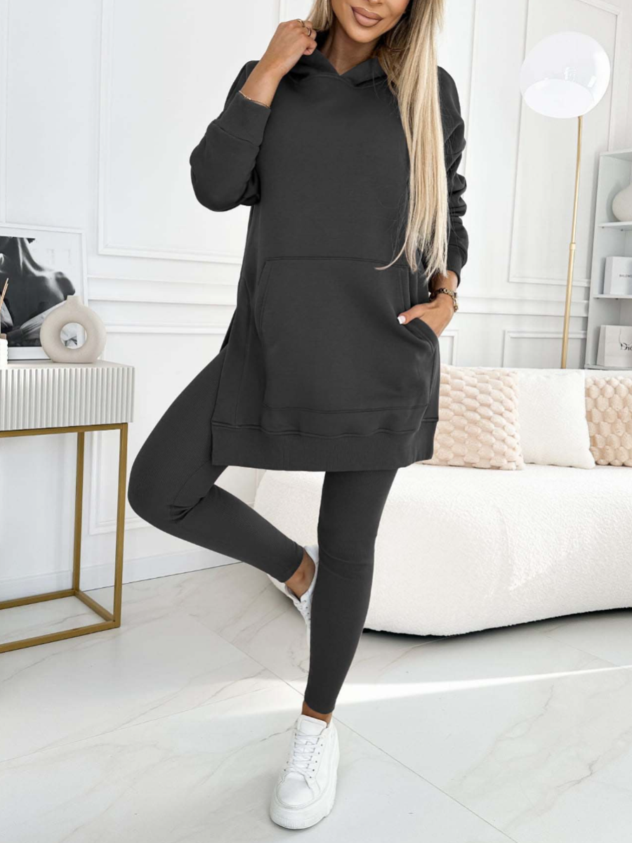 Sienna Solid Color Hoodie and Lined Leggings Set
