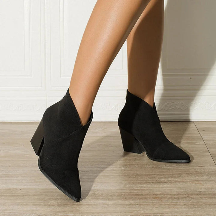 Women's Ankle Boots Block Heel Style Casual Footwear