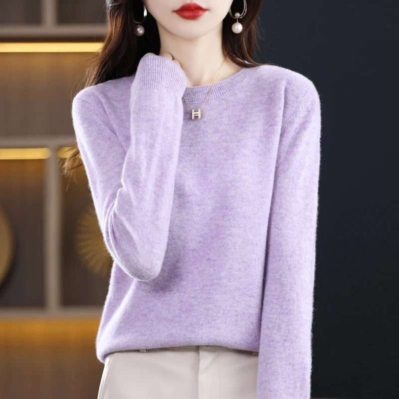 Women's Relaxed Crew Neck Knit Sweater – Soft Long Sleeve Pullover