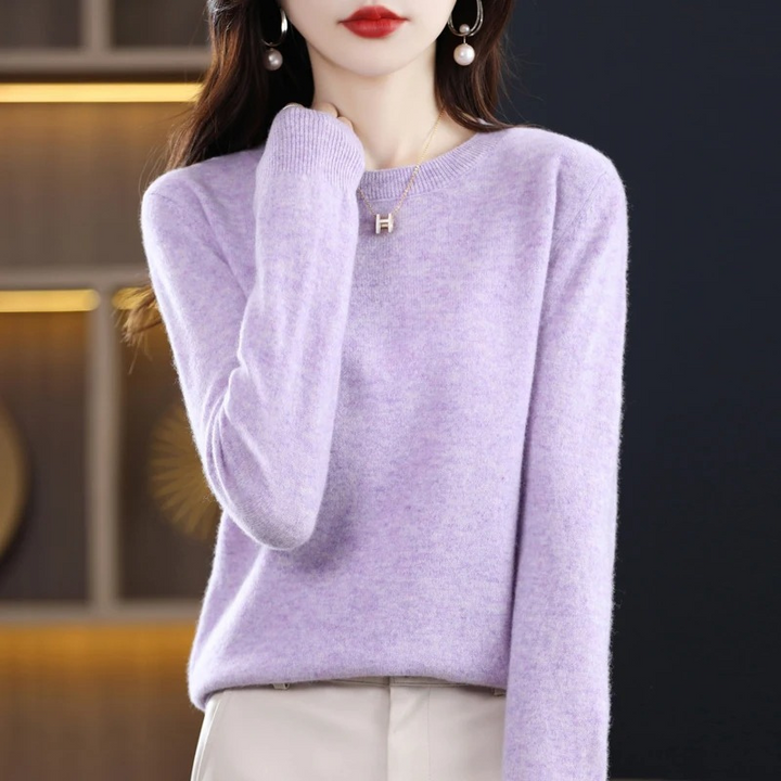Women's Relaxed Crew Neck Knit Sweater – Soft Long Sleeve Pullover