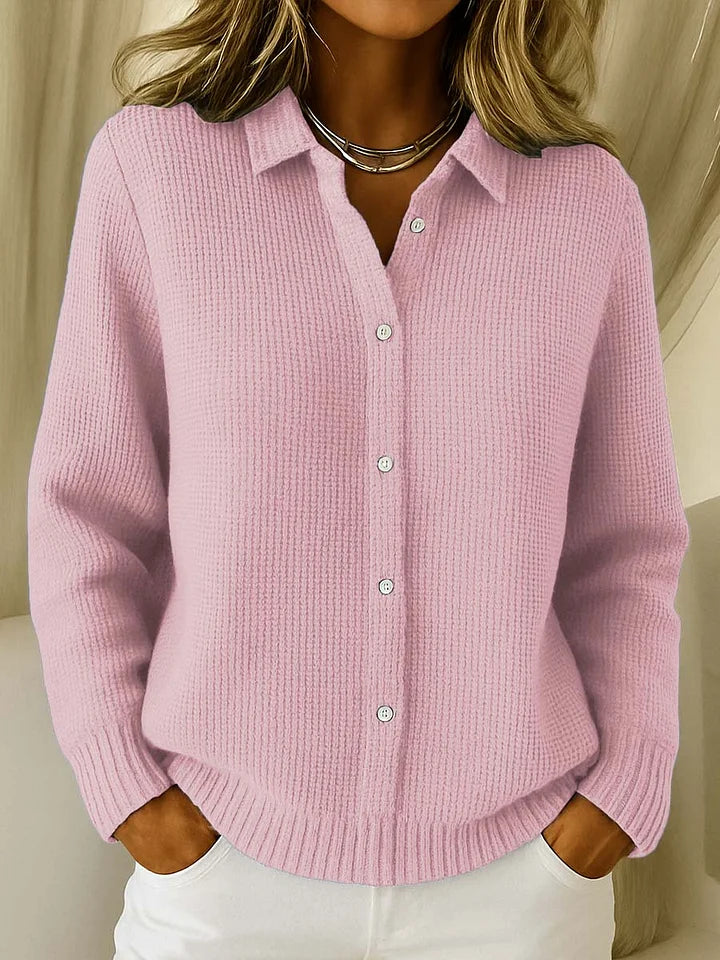 Women's Knit Cardigan V-Neck Long Sleeve Button-Down Ribbed Casual Sweater