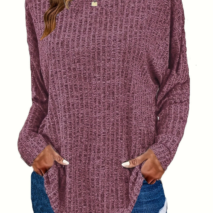 Marisol | Women's Waffle Knit Curved Hem Tunic Sweater