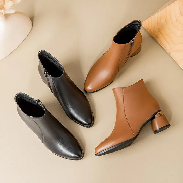Women's Ankle Boots Block Heel Rounded Toe Casual Footwear