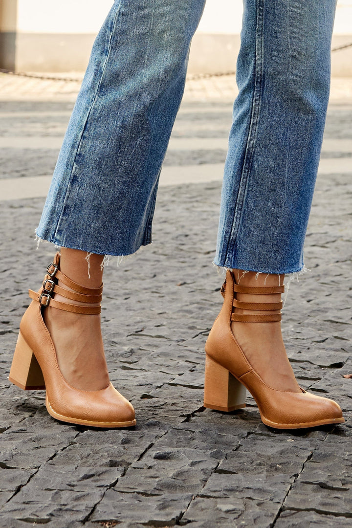Johanna | Triple Buckle Block Heel Ankle Boots for Women