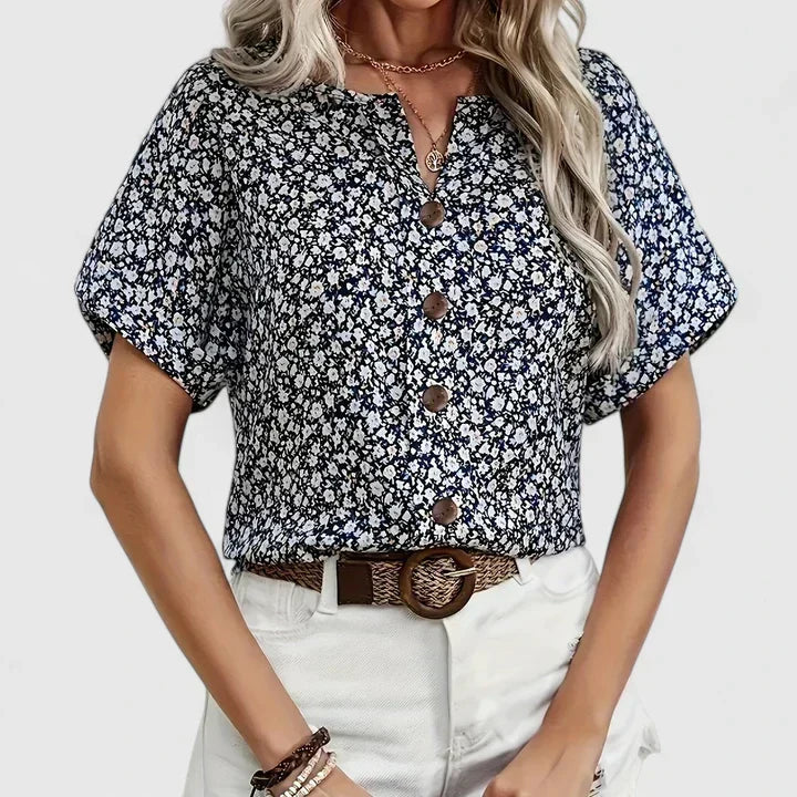 Whitney | Button-Down Short Sleeve Blouse for Women