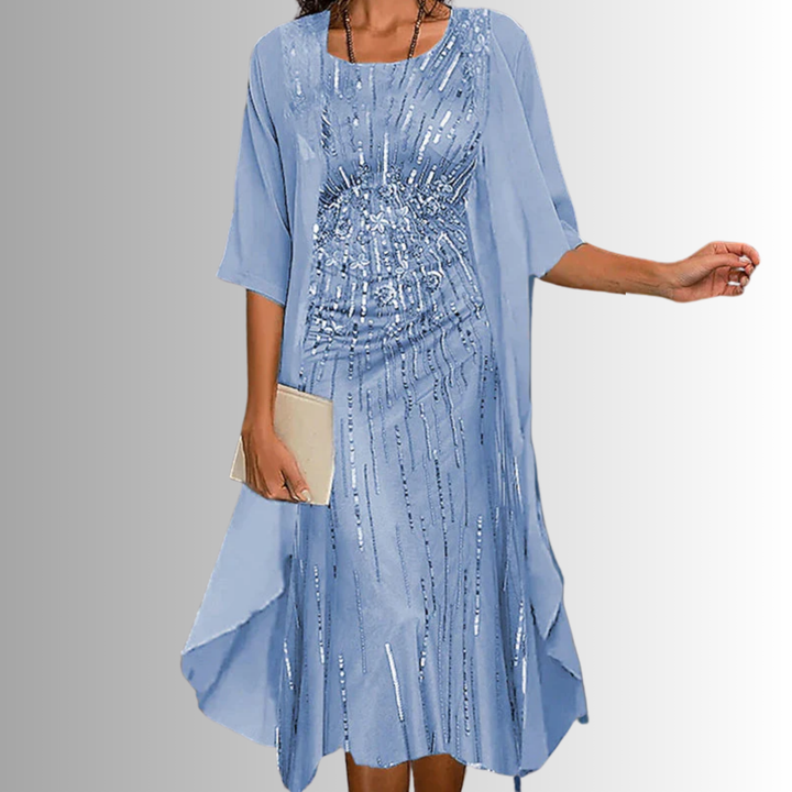 Anja | Floral Midi Dress Set with Cardigan for Women