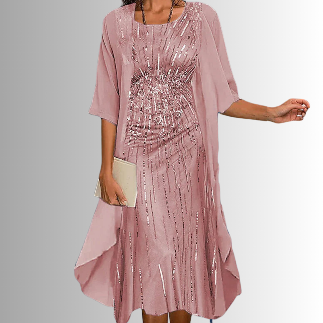 Anja | Floral Midi Dress Set with Cardigan for Women