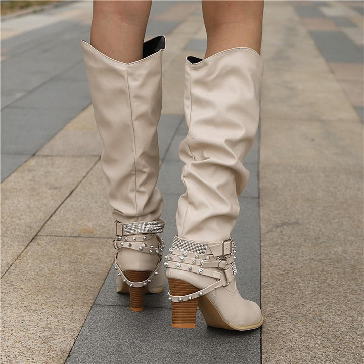 Women's Knee-High Slouchy Block Boots