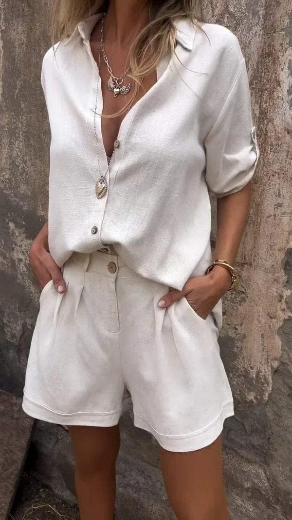 Aneta | Button-Down Shorts Set for Women