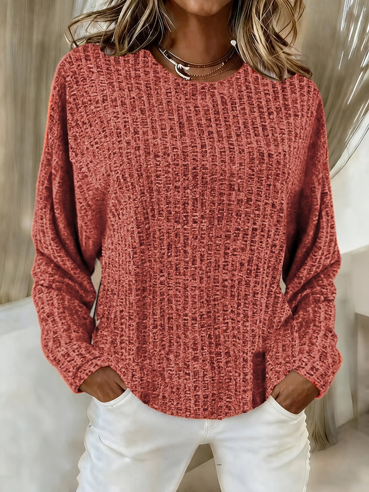 Marisol | Women's Waffle Knit Curved Hem Tunic Sweater