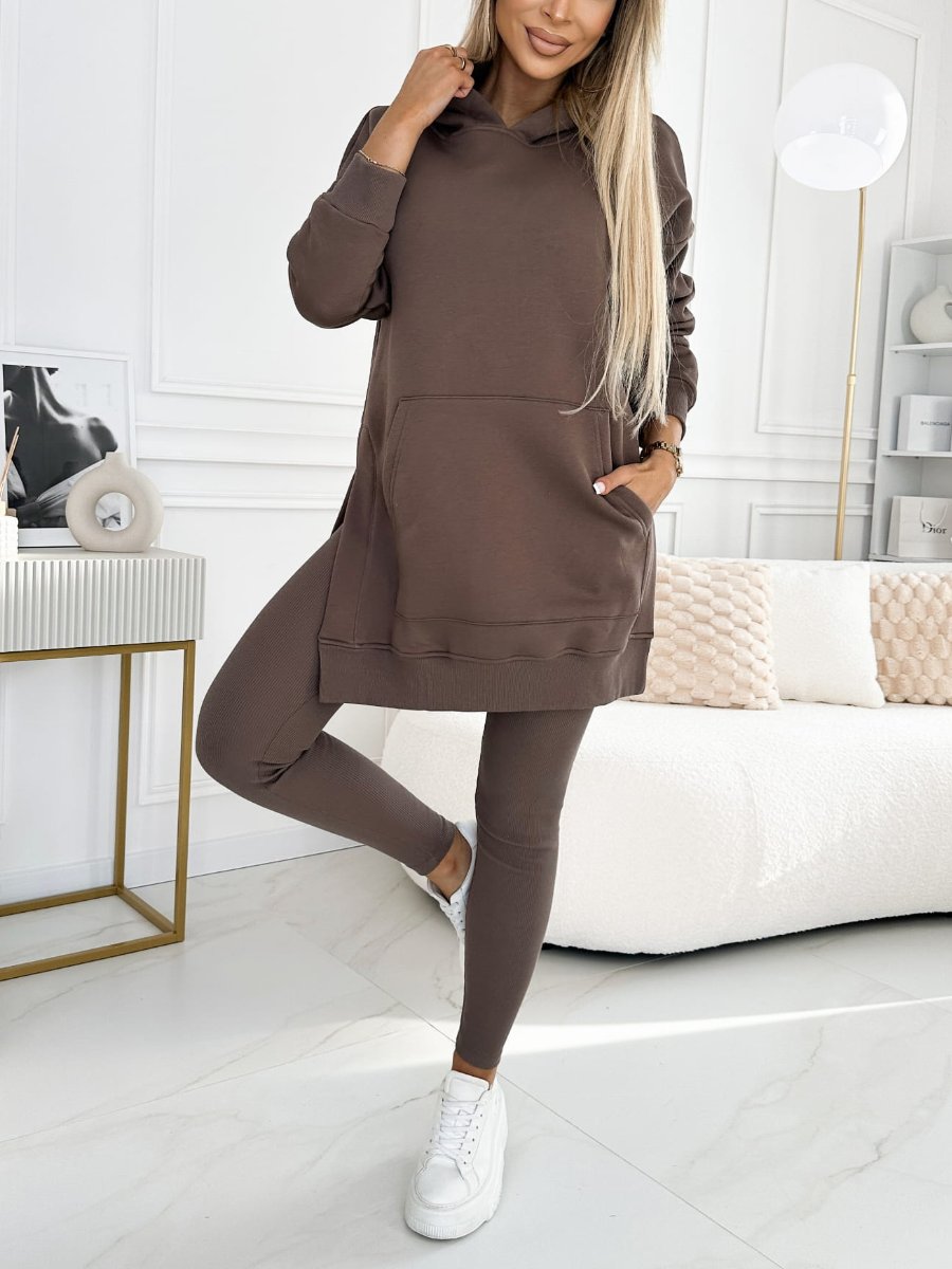Sienna Solid Color Hoodie and Lined Leggings Set