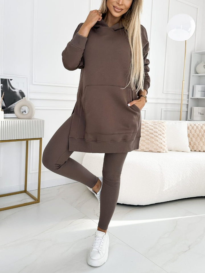 Sienna Solid Color Hoodie and Lined Leggings Set