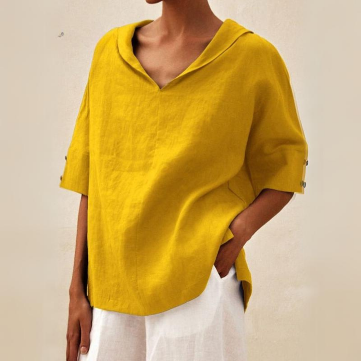 Lilia - Elegant V-Neck Work Pullover Top