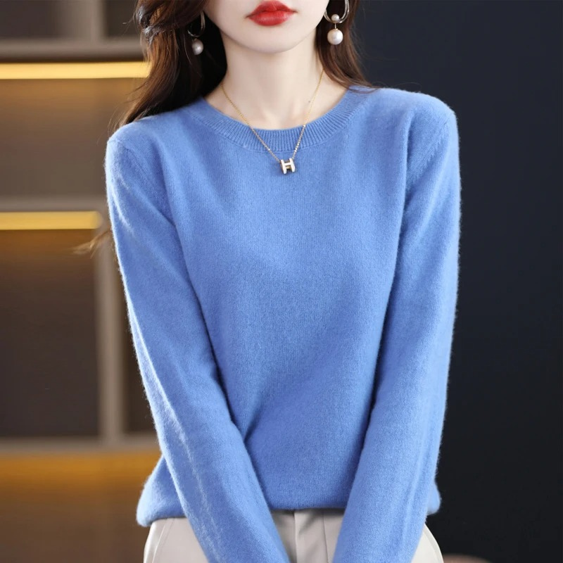 Women's Relaxed Crew Neck Knit Sweater – Soft Long Sleeve Pullover