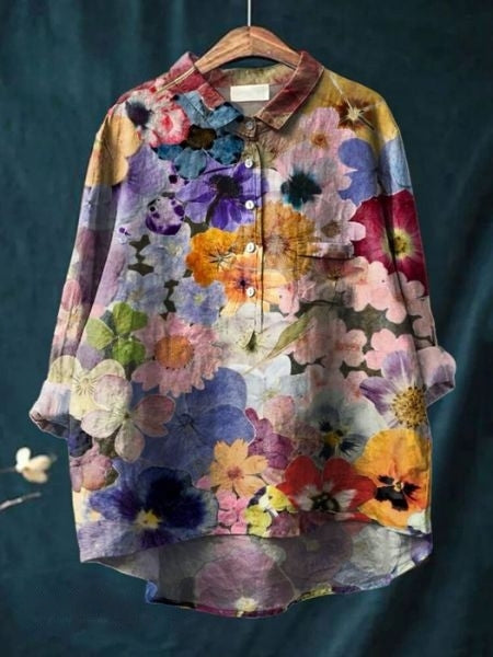 Caroline | Floral Oversized Collar Blouse for Women