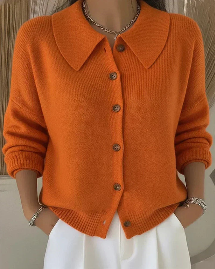 Women's Button Down Cardigan Collared Long Sleeve Knit Casual Sweater