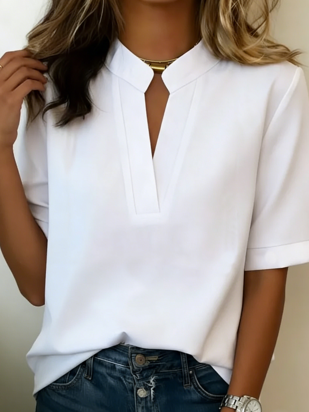 Serena | Women's V-Neck Short Sleeve Blouse Casual Summer Top
