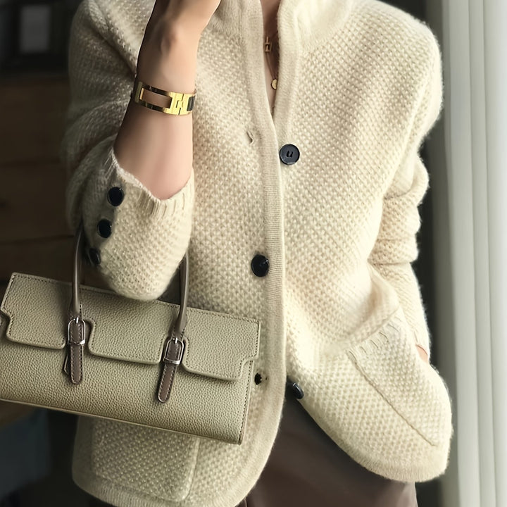 Odette | Women's Textured Knit Stand Collar Cardigan Jacket