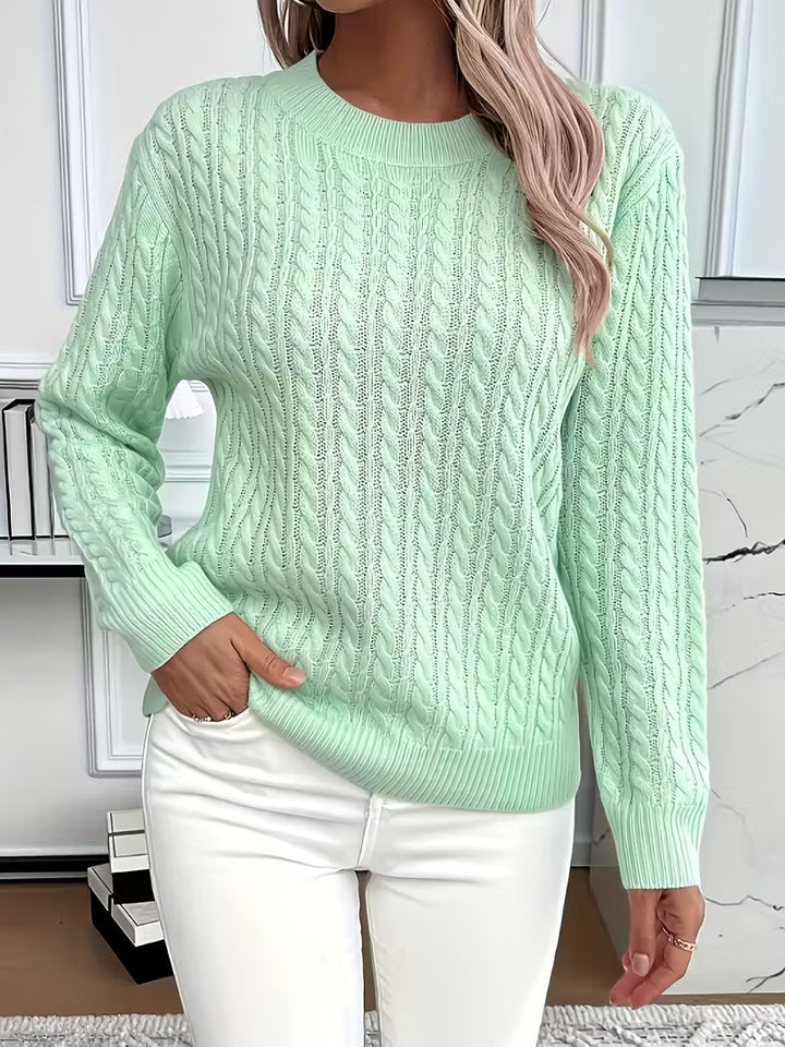 Marigold | Women's Cable Knit Crew Neck Sweater for Layering