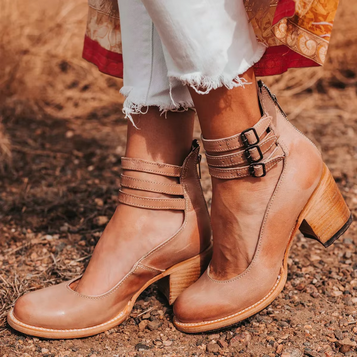 Melodee | Block Heel Ankle Strap Boots for Women