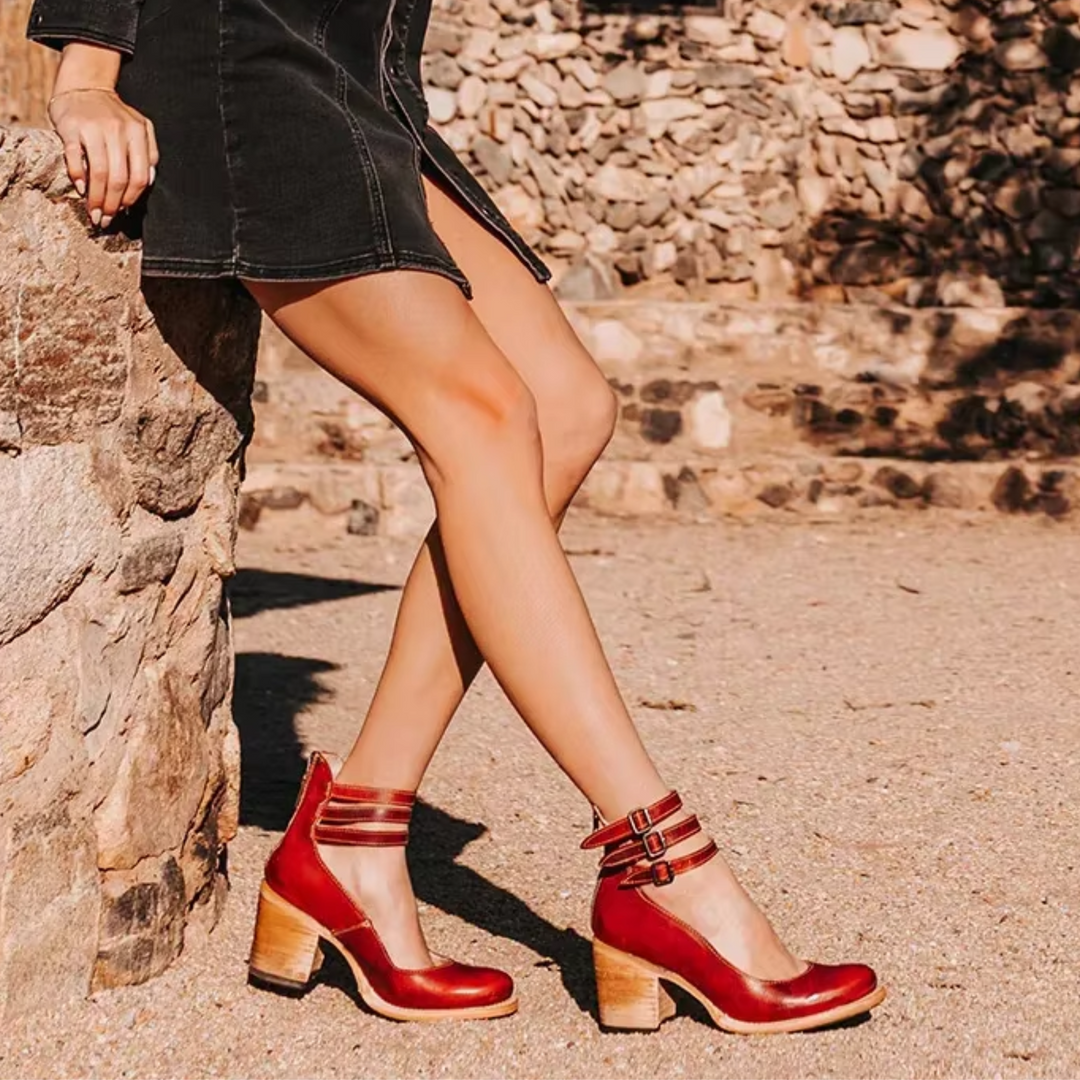 Melodee | Block Heel Ankle Strap Boots for Women