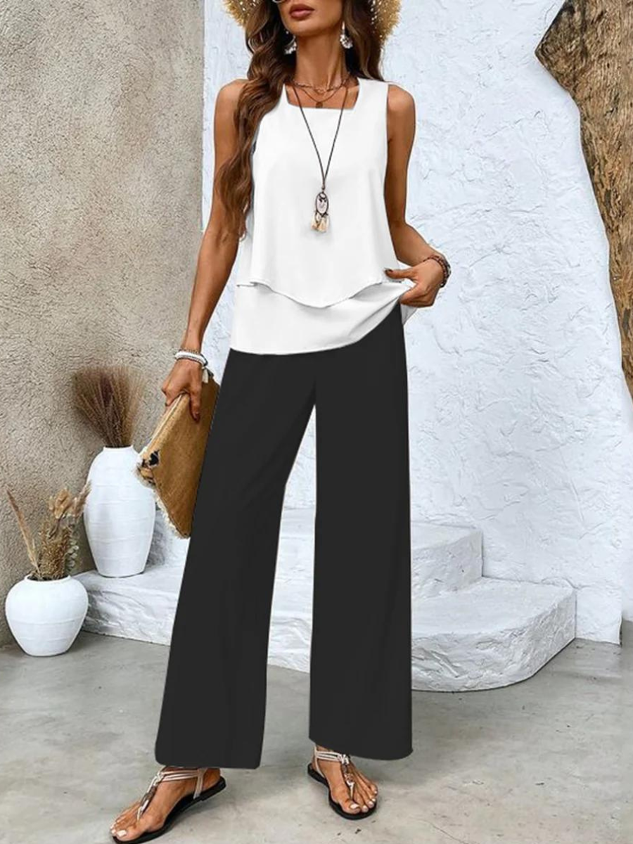 Corinne | Wide Leg Floral Print Two-Piece Set for Women