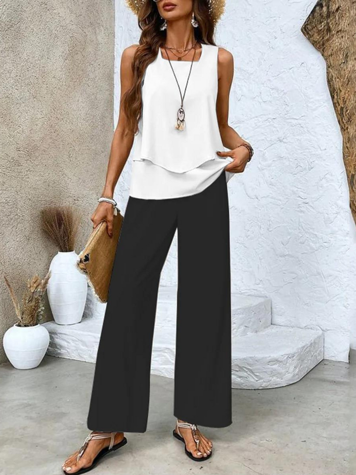 Corinne | Wide Leg Floral Print Two-Piece Set for Women