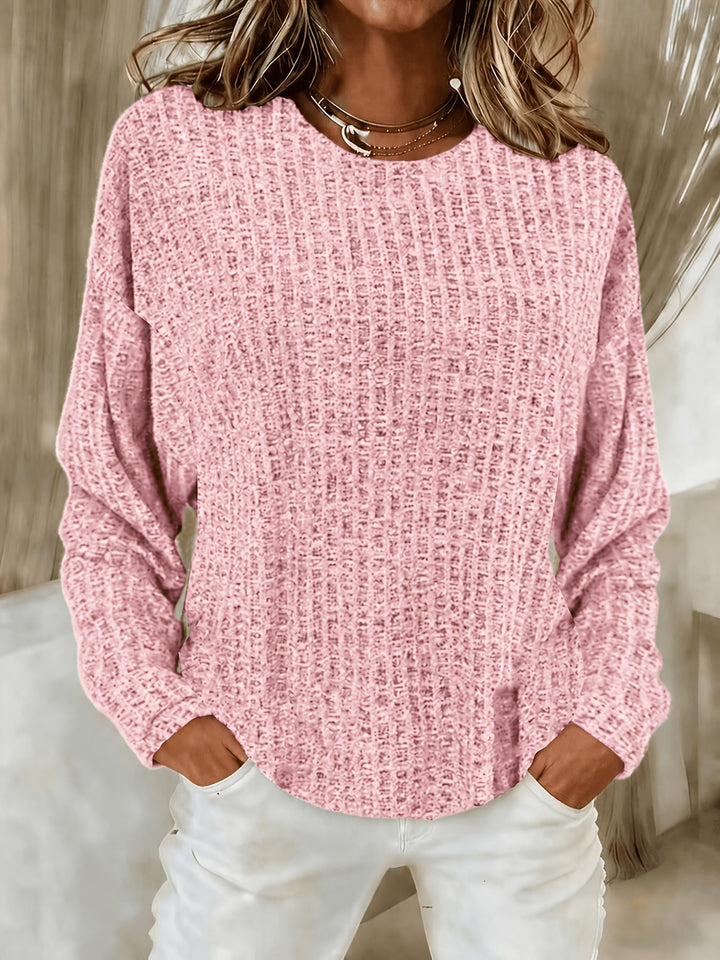Marisol | Women's Waffle Knit Curved Hem Tunic Sweater