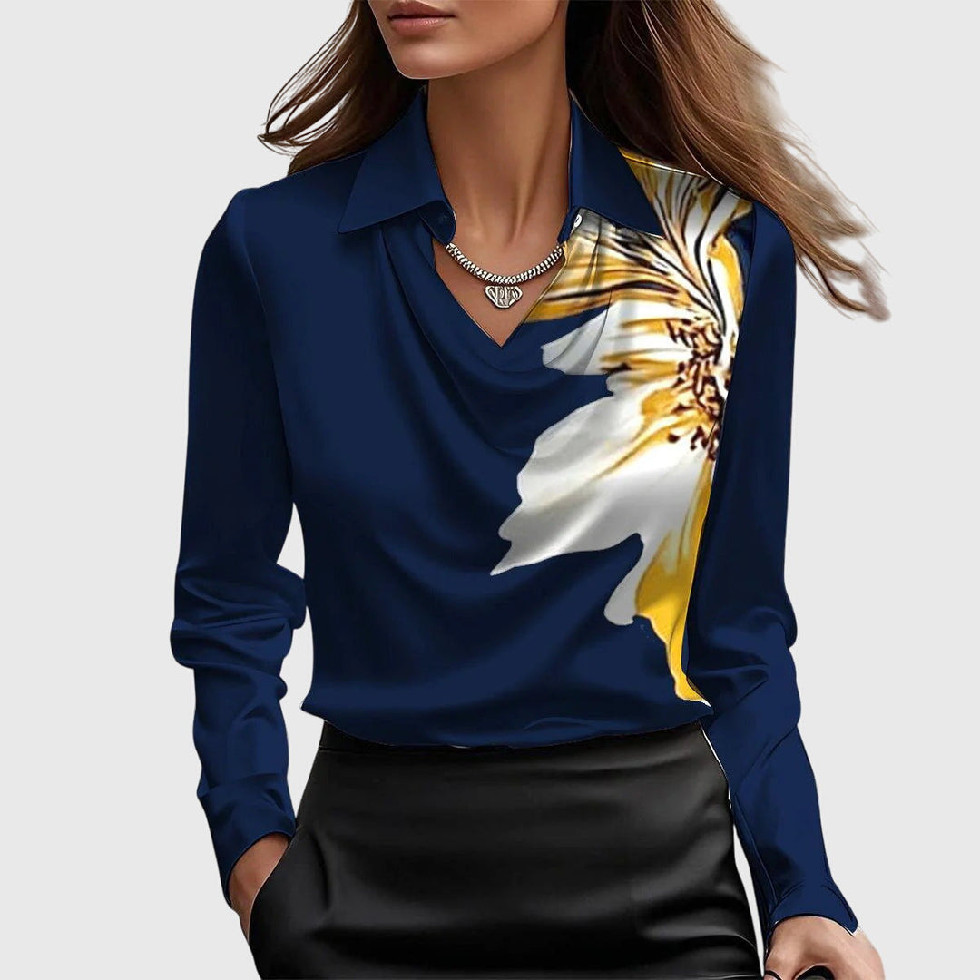 Laodice | Blouse with Cowl Neck and Long Sleeves for Women