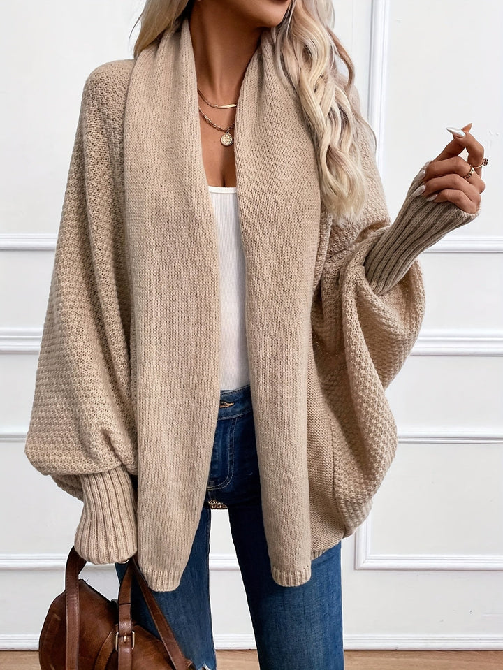 Women's Draped Shawl Collar Cardigan Open Front Batwing Sleeve Knit Sweater