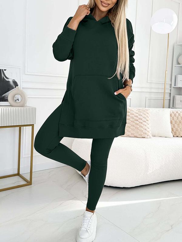 Sienna Solid Color Hoodie and Lined Leggings Set