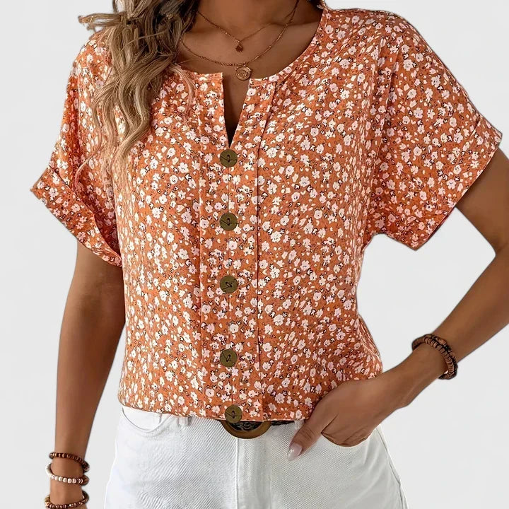 Whitney | Button-Down Short Sleeve Blouse for Women